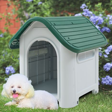 Hundehütte Bello 75x59x66 cm Weiß/Grün [en.casa]