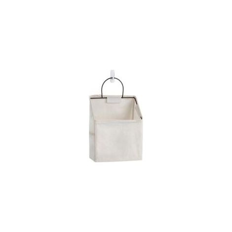 Borsa portaoggetti da parete, organizer impermeabile da appendere alla porta, tasca sospesa, lino, cotone, scatola portaoggetti per camera da letto, bagno (bianco) - Crezuo