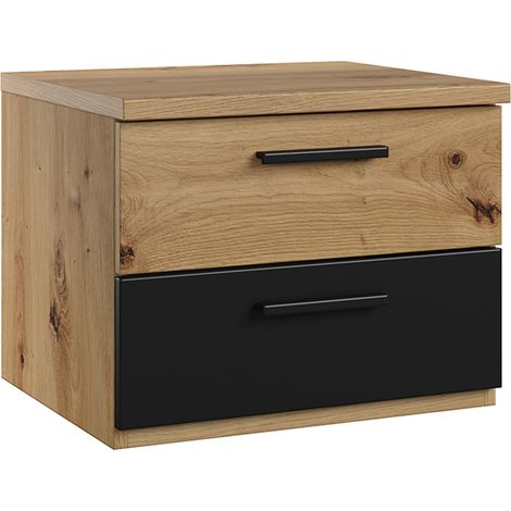 Comodino 2 cassetti Alec marrone e nero 36,5cm
