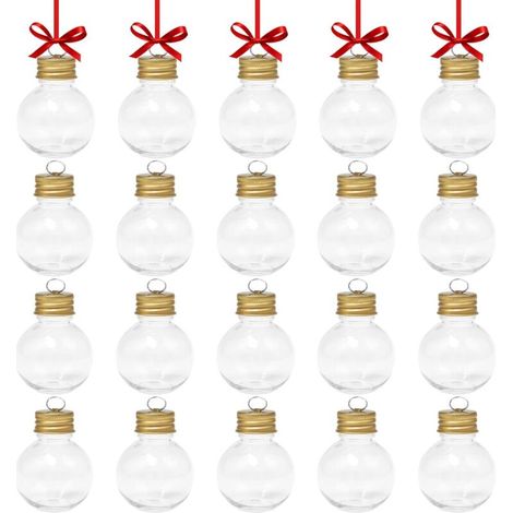Boules de Noel à Garnir 20 Pièces Boule Plastique Ouverte à Remplir Bouteilles de Noël Transparentes Fin pour Noël, Mariages, Anniversaires, Fêtes