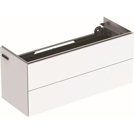 Meuble bas pour lavabo Geberit ONE,avec deux tiroirs, compact: Largeur 104.5cm, Hauteur 46.5cm, Profondeur 39.5cm, Blanc / Laqué ultra-brillant