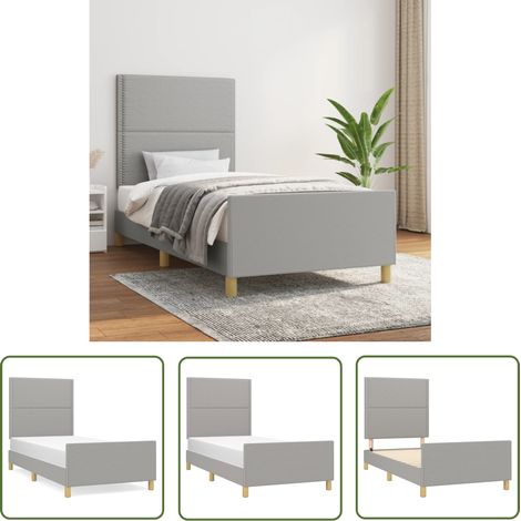 The Living Store Cadre de lit sans matelas gris clair 100x200 cm tissu - Cadre De Lit - Lit Avec Têted' - Lit Double - Literie - Meubles De Chambre (1/5)