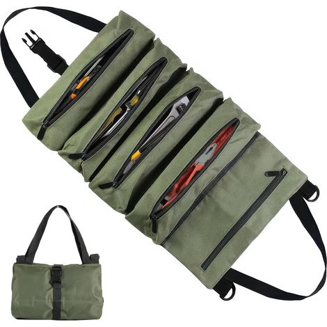 Bolsa de herramientas enrollable con 5 bolsillos con cremallera, 27 × 45 × 7 cm (1/5)