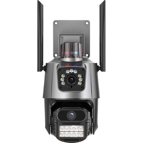 Caméra de sécurité à Domicile Caméra IP 8MP 4K Double Objectif Double écran PTZ caméra extérieure étanche sécurité vidéo Surveillance caméra Alarme(4MP Add 32G Card) (1/5)