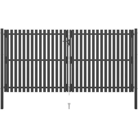 Puerta de valla del jardín de acero gris antracita 4x2,25 cm vidaXL (1/5)