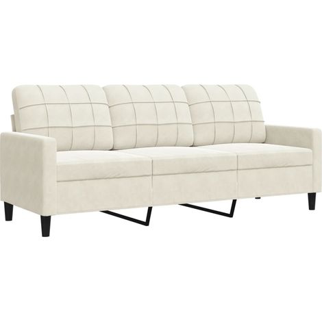 Divano a 3 Posti Crema 180 cm in Velluto vidaXL 220122 (1/5)