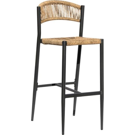 Moia Greenwood Sgabello Milano Antracite Twist Wicker Paglia Contract