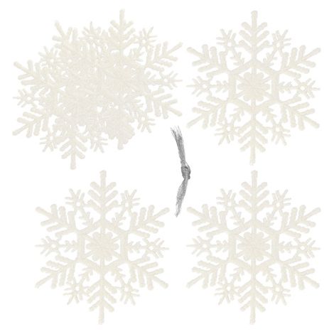 SPRINGOS Anhänger Schneeflocken mit Glitter 3 Stk. gebrochen Ornament Schneeflöckchen weiß Weihnachtsbaumschmuck