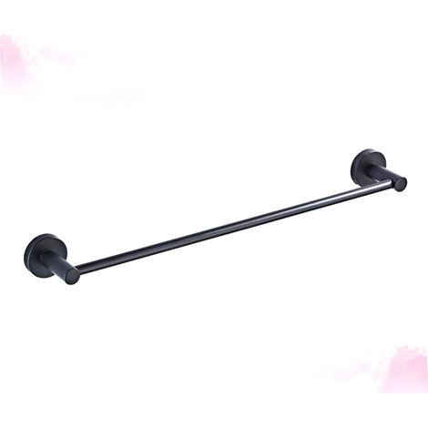 Porte serviettes mural simple 50 cm base ronde noire cuivré (1/5)