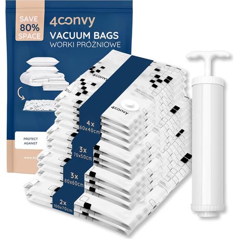 Sac Sous Vide Vêtements Aspirateur 12 Pièces – Housses de Rangement Sous Vide avec pompe manuelle (460x40cm 370x50 380x60cm 2100x70cm) – Pochette Sous Vide s pour Couette (1/5)