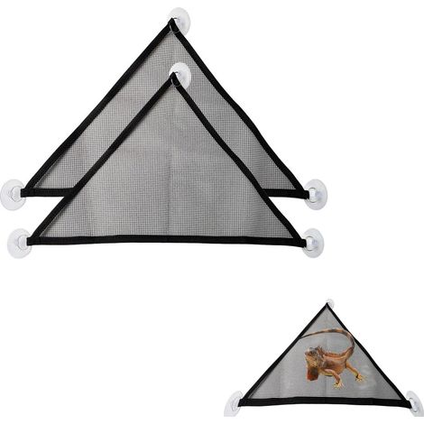 Hamacs en forme de lézard (lot de 2) - Accessoires pour petits animaux - Convient aux reptiles - Filet d'escalade - Hamac/Balançoire - 33 x 33 x 48 cm - Noir (1/5)