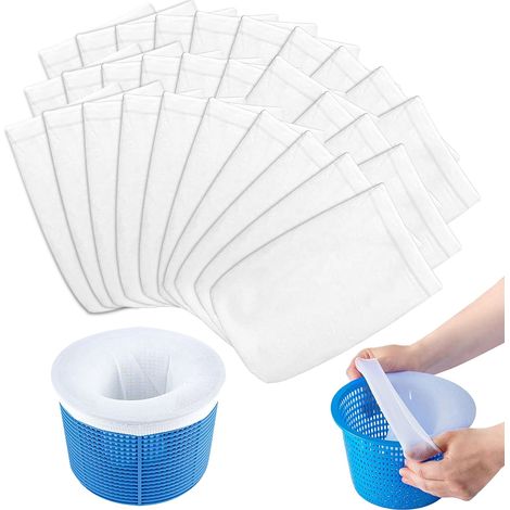 30 Pièce Chaussette Skimmer Piscine,Filtre Skimmer Piscine, Chaussette Filtre Pisciine, Pool Skiimmer Socks,Chaussettes pour écumoire de Pisine,pour Emprisonner Feuilles, Écume (1/5)
