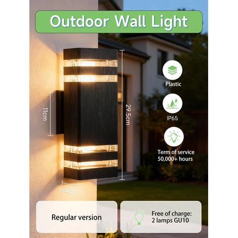 (Ampoule 5W offerte - Modèle standard à 2 couches) Appliques murales LED intelligentes d'extérieur, étanches, avec détecteur de mouvement, 85-265V, pour porche, jardin, garage. (1/5)