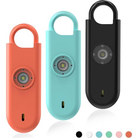 Alarme Personnelle Anti Agression 3 Pack-140 DB Porte-Clé Alarme avec Flash LED et Avertisseur de Batterie Faible, Kit d'Auto-Défense pour Femmes, Enfants et Seniors(Orange+Bleu+Noir) (1/5)