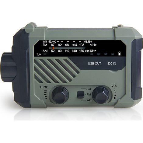 Multifunktions-Handwetterradio mit LED-Taschenlampe, SOS-Alarm, Handy-Ladegerät, RF AM/FM/NOAA, ideal für Notfälle