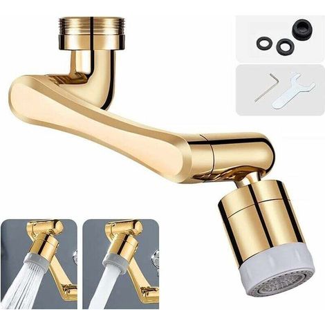 Faucet extension, improved 1440° faucet aerator, universal splash guard, 2 spray modes, swivel faucet aerator for kitchen and bathroom (gold) (1/4)