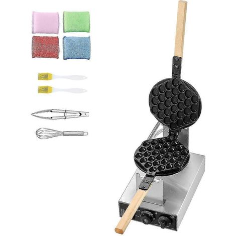 Gaufrier professionnel à bulles, 1400 W, rotation à 180°, réglage de la température et du temps, poignée en bois, pour restaurants et boulangeries - AquaForge (1/5)