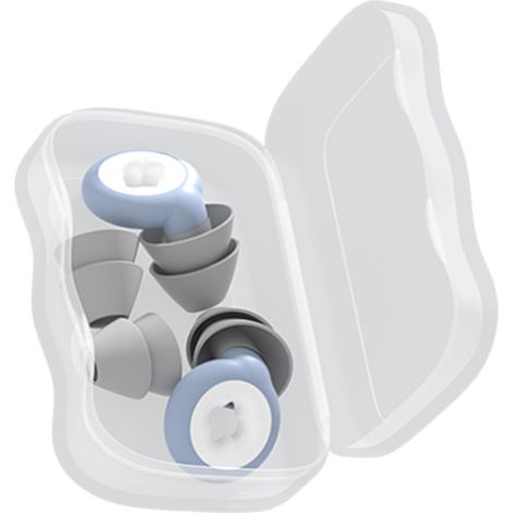 Bouchons d'oreille antibruit en silicone réutilisables et portables, bleus, pour dormir. (1/5)