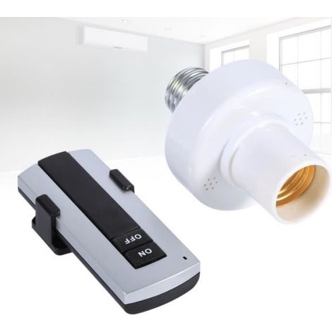1 Support lampe E27, plastique, télécommande sans fil, 20m, intérieur, AC180-250V (1/4)
