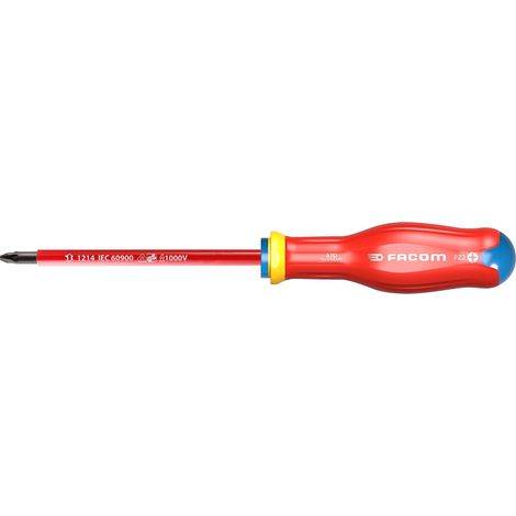ATD2X125VE TOURNEVIS INOX isolé 1000 Volts pour vis cruciformes - lame ronde gainée (1/2)