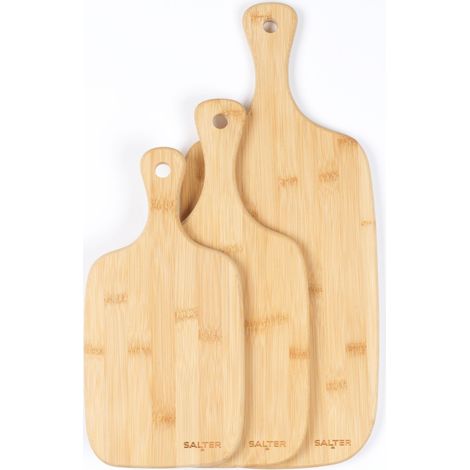 Salter BW06732 Set di taglieri in bambù, 30/35/45cm, Set di 3 taglieri da cucina, resistente e durevole, ideale per servire carni, frutta, salsiccia e formaggio, perfetto come regalo, facile da pulire (1/5)