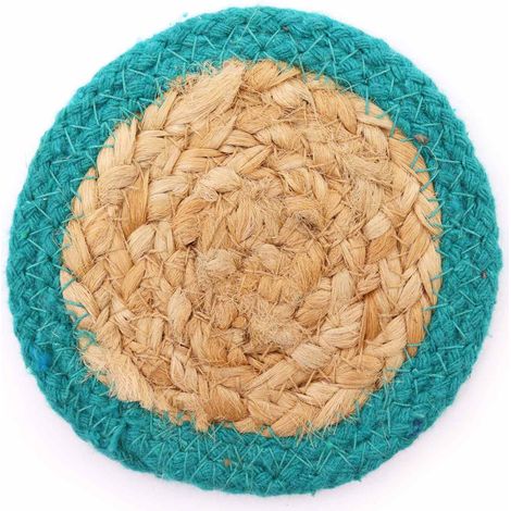 Dessous de Verre Naturel - Jute & Coton 10cm (lot de 4) - Sarcelle Pensionnaire- Vendu par 1 (1/3)
