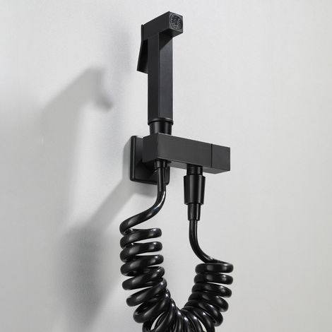 Ineasicer Pulvérisateur de Bidet, Noir Kit Douchette WC en Laiton Pulvérisateur de Bidet à Main Mural Pulvérisateur de Toilette pour Bidet pour l'hygiène Personnelle