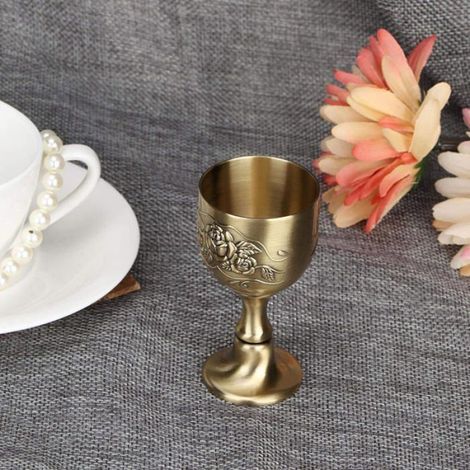Verre à vin ancien de style européen en alliage, ensemble antique, gobelet, verre à vin blanc, verre rouge, cadeau, ornement rétro (1/5)