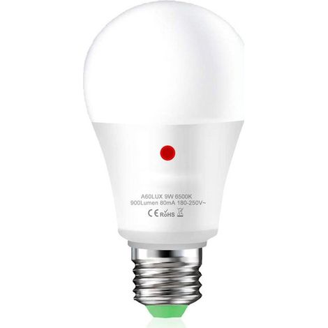Lampada A Led E27 Con Sensore Crepuscolare 9W 900 Lumen A60 Day Night Sensor, Disponibili 3000K 6500K (Bianco Caldo 3000K)