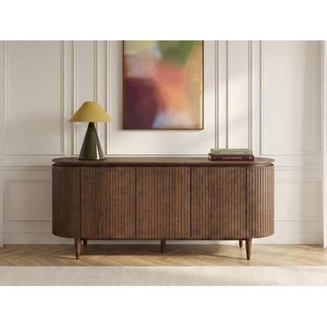 BOBOCHIC - Buffet 5 portes 180 cm SORMIOU placage chêne massif Marron foncé (1/5)