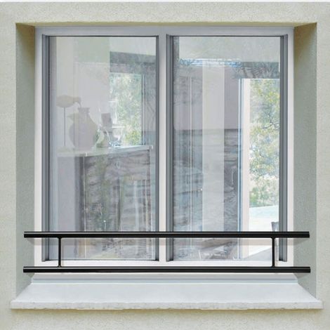 Barre d’appui 2 lisses pour fenêtre 110 cm (cote tableau) – Acier rond d40 mm – Prépeinte noir – Fixation par Scellement
