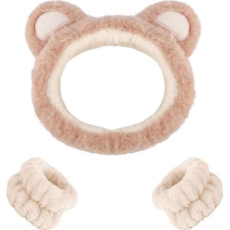 3 pièces Set de Bandeau et Bracelets de Lavage de Visage, Poignets de Maquillage Absorbants, Bandeau de Soin Elastique pour Lavage du Visage (1/5)