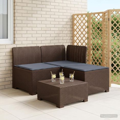 vidaXL Divano da giardino 3 posti con cuscini in look rattan 3 posto