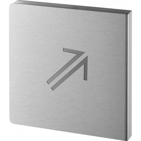 Pittogramma freccia 45° in alto a destra in acciaio inox spazzolato 120 x 120 mm – THIRARD