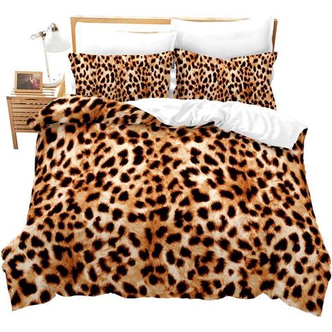 Bettwäsche-Set 155x220 cm mit Leopardenmuster, Mikrofaser, 2-teilig