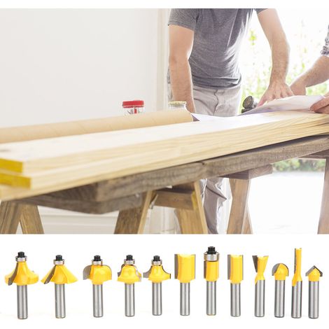 Kit de 12 fraises à bois en carbure de tungstène cémenté, pour le travail du bois, la sculpture et la finition, avec coffret en bois. (1/5)