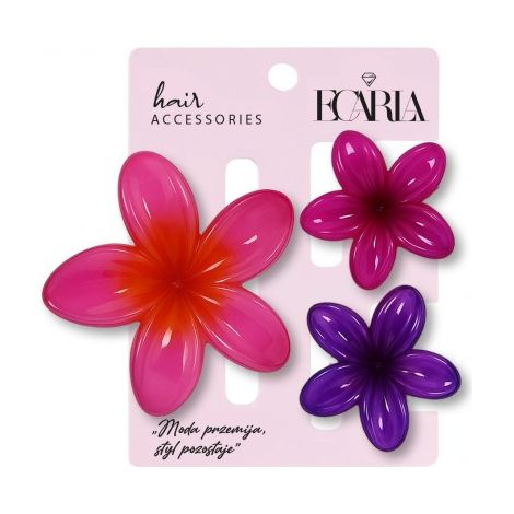 Ecarla Haarspangen-Set – Blumen XL + 2 Mini-Rosen Lila SP430