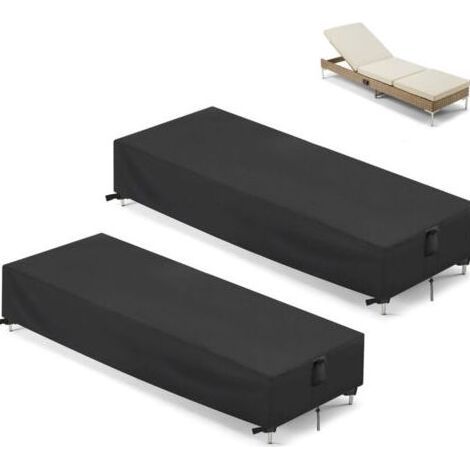 2PCS Housse pour Transat Jardin Housse de Chaise Longue de Jardin Housse de Protection Transat Bain de Soleil Extérieur Anti UV Housse de protection pour Chaise Longue( 210 x 75 x 30 cm) (1/4)