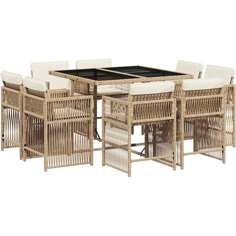 Maison Exclusive - Set comedor de jardín 9 pzas con cojines ratán (1/5)