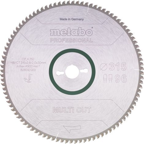 Metabo Kreissägeblatt multi cut - professional 315 x 30 x 2,8/2, 96 Zähne, Spanwinkel 5° neg. (1/2)