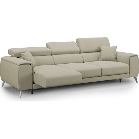 Fusion Divano con 3 sedute allungabili in tessuto smacchiabile T05 260 cm panna (1/5)