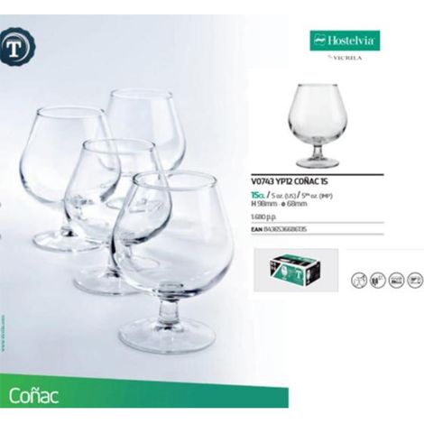 15 cls copa coñac brandy tensionada hostelvia vicrila similar duralex - caja 12 unidades