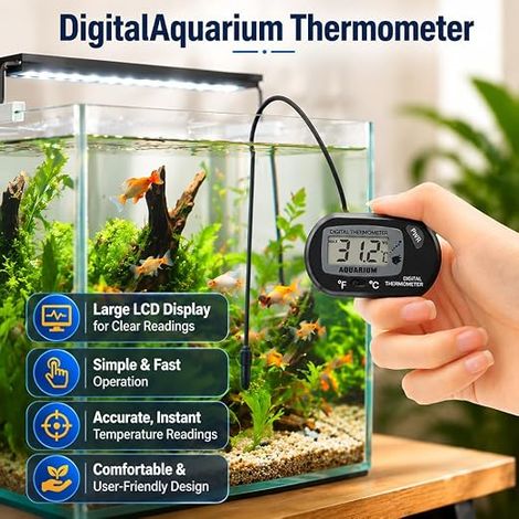 Thermomètre Aquarium LCD Sonde Ventouse Pile LR44 (1/4)