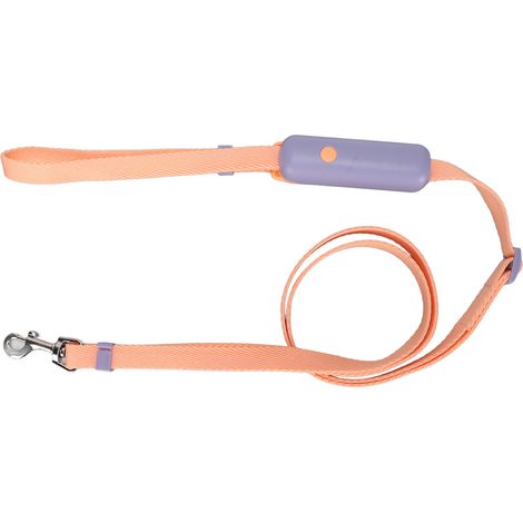 Laisse rétractable et multifonctionnelle élégante en nylon violet avec boucle de réglage, anneau de suspension et mousqueton (1/5)