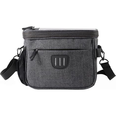 Sacoche de guidon de vélo étanche, grande capacité, avec support pour téléphone, rangement avant (gris) (1/5)