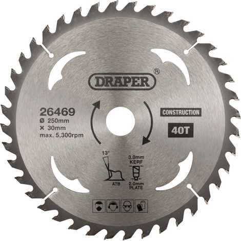 Lame de scie circulaire 26469 TCT - 250 x 30 mm - 40 dents - Argent - Taille unique