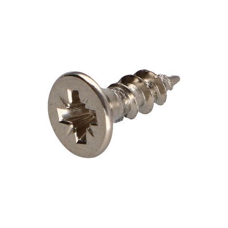 VBA Vis bois agglo Tête fraisée Pozi N°2 4X13 Filetage total Acier nickelé-10 pièces (1/4)