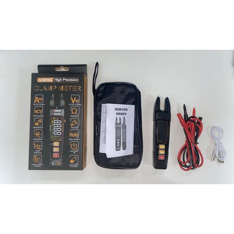 Pince ampèremétrique en forme de U multimètre tension de courant AC/DC Hz fréquence diode buzzer résistance testeur de condensateur détection NCV indication de batterie faible avec lampe de poche écra (1/5)