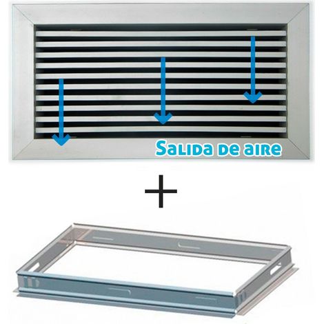 Rejilla lineal inclinación 0º plata para aire acondicionado + marco de montaje  200x75mm  200x75mm (1/5)