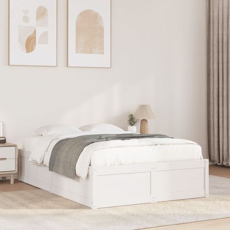 Bed Frame without Mattress White 120x190 cm Small Double Solid Wood Pine vidaXL (1/5)